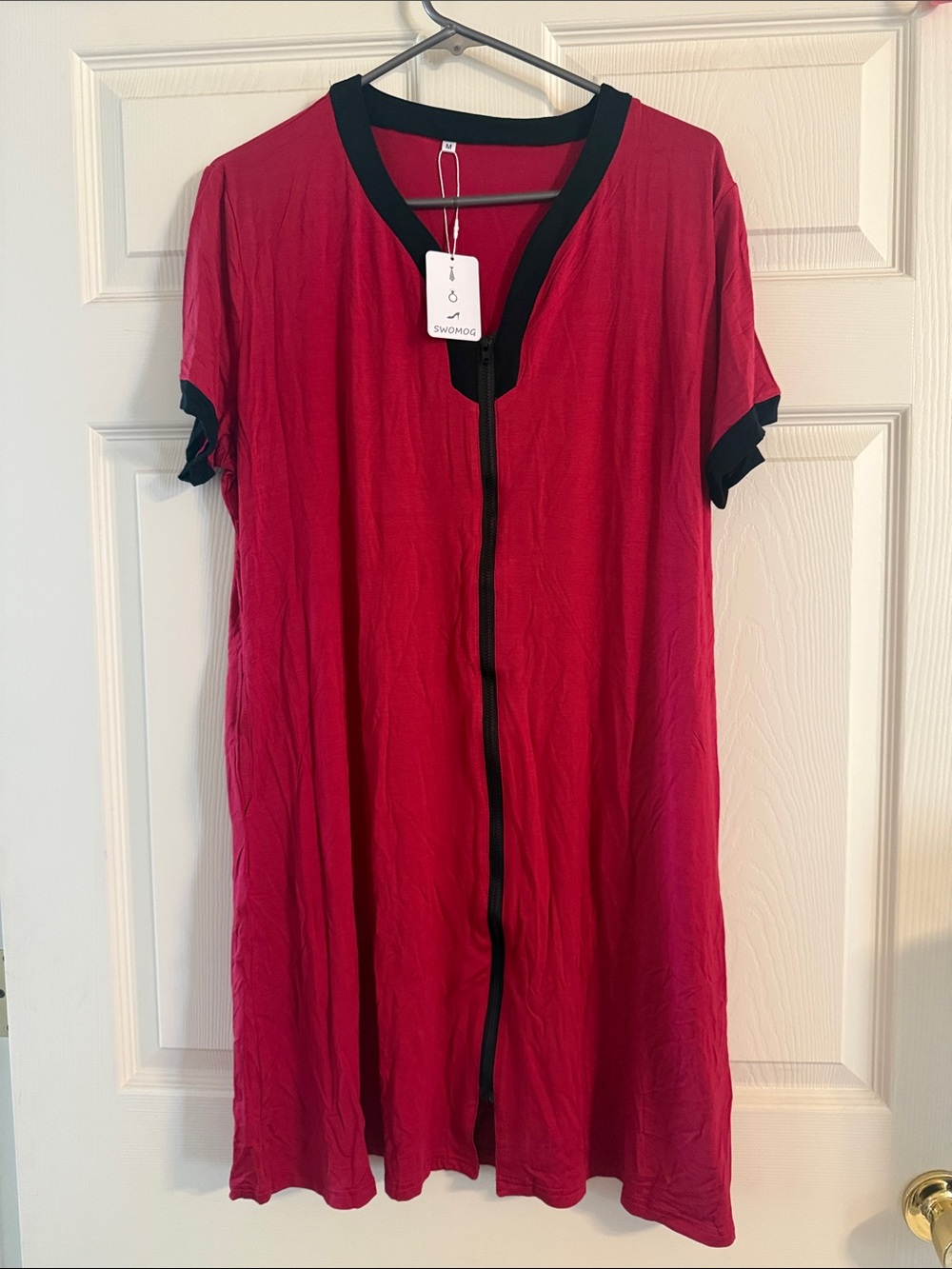 Red and Black Short Sleeve Sleep Shirt